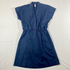 American Apparel Deep Blue Mini Dress with deep v neck and elastic waist Size M